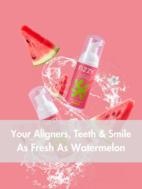 Fizzy 3-in-1 Foam Cleaner for Aligner, Retainer, Denture, Night Guard, Travel-Size Watermelon Jasmine