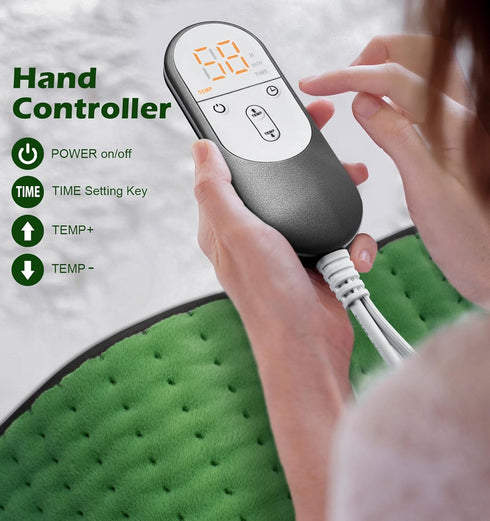Heating Pad for Back Pain Relief, Extra Large 12"x24", Auto-Off, Machine Washable, Moist Dry Heat Options for Neck and