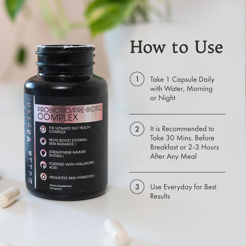 Probiotic & Prebiotic Complex | 30 Vegetarian Capsules | Support Women's Digestive & Gut Health - 3.45 Billion CFU