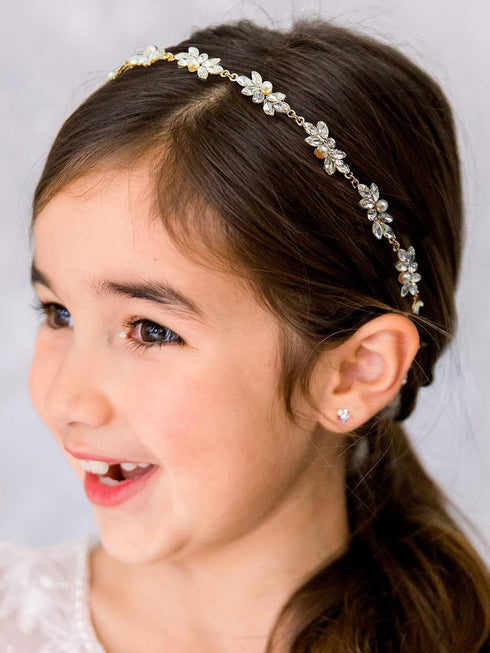 SWEETV Flower Girl Hair Accessories for Wedding, Headband Girls Headpiece Crystal Hair Pieces
