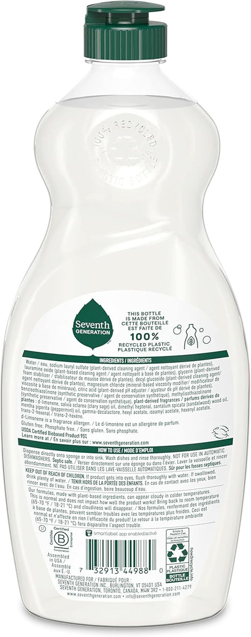 Seventh Generation Dish Soap Liquid - Summer Orchard Scent, Pack of 6, 19 oz Dishwashing Soap
