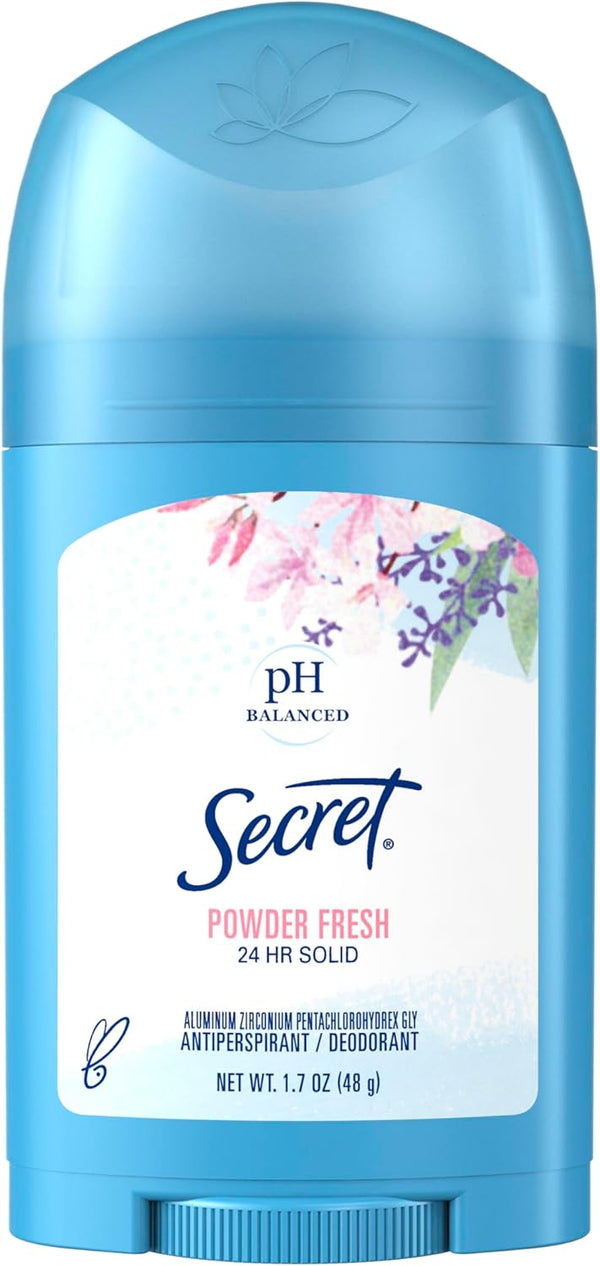 Secret Antiperspirant and Deodorant for Women, 24hr Sweat & Odor Protection, Travel Size, Powder Fresh Scent