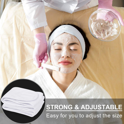 Whaline Spa Facial Headband - Adjustable Terry Cloth Makeup Wrap for Face Washing, Shower, 3 Pieces (White, Black, Pink)