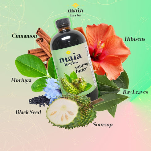 Maia Herbs 16oz Immune Soursop Bitters Liquid - Premium Holistic Boost