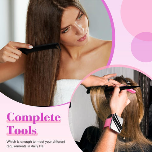 Syhood 14 Pcs Hair Braiding Tools, Magnetic Pin Wristband, Stainless Steel Pintail Rat Tail Comb, Alligator Sectioning