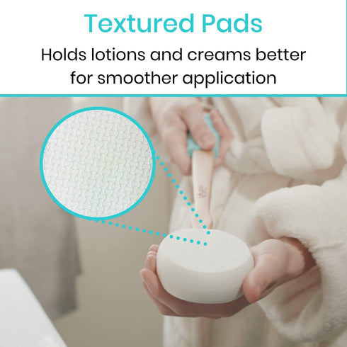 Vive Lotion Applicator for Back, Feet (17.5") - Self Washer Beauty Shower Sponge, Long Handle Cream Wand for Elderly,