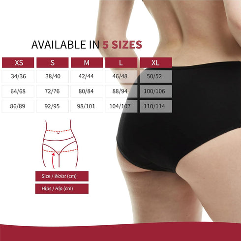 Organyc Organic Cotton Reusable Menstrual Pants, Period Underwear for Women, Extra Absorbent, High Waist, Black, XL