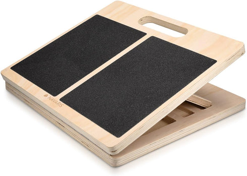 Navaris Adjustable Slant Board Calf Stretcher, Wooden Incline Board for Stretching Calves with Surface Grip