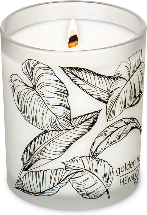 Hemlock Park Golden Hour Frosted Hand-Poured Scented Candle | Crackling Wood Wick,