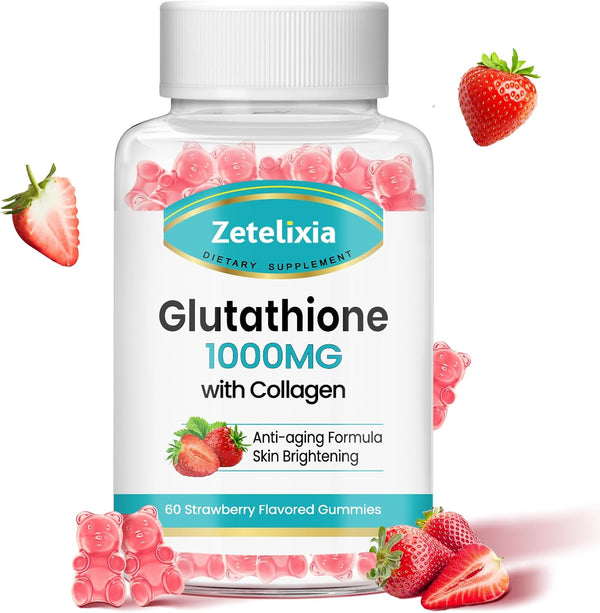Glutathione Collagen Gummies with Cysteine for Hair Skin Nails - Vegan, Sugar Free, 60 Count