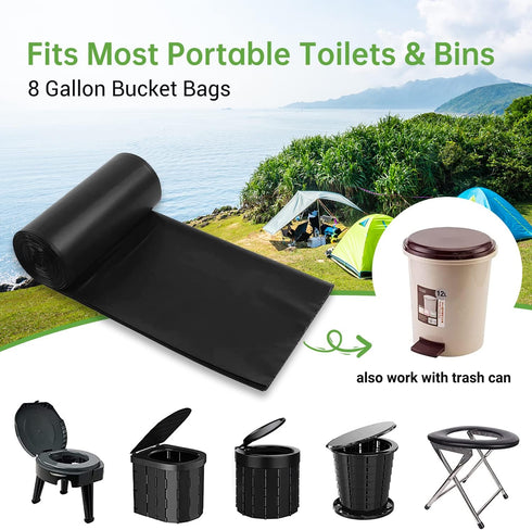 Winmoom 25 Count 8 1.5 30 Portable Toilet Replacement Bags, Gallon Mil Super Thickened Compostable Trash Bags, Liter