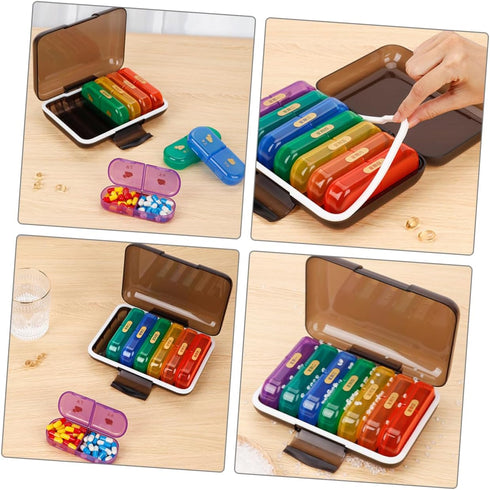 Weekly Pill Organizer Portable Case Holder for Daily Medication Small Medicine Pill Dispenser for Travel Organizer