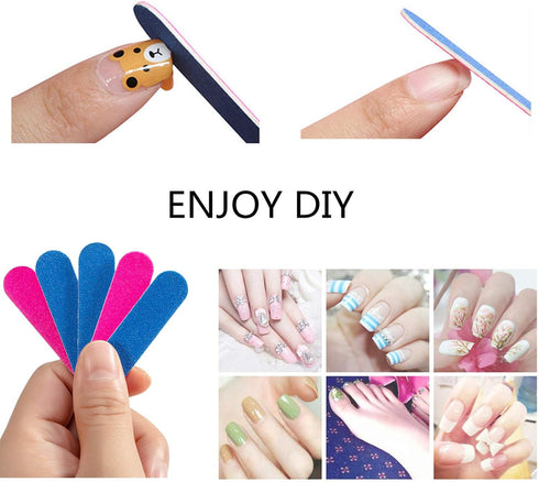 Mini Nail Files Bulk, 100 Pack Disposable Double Sided Emery Boards for Manicure Pedicure