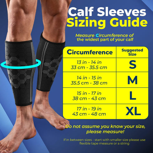 Sparthos Calf Compression Sleeves (Pair) - Leg Compression Socks for Men and Women, Black-S