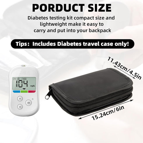 Diabetic Travel Case Tsa Approved, Glucose Monitor Case, Portable Insulin Travel Case Glucometer Case Storage Diabetic Supplies like Insulin Pen, Test Strips, Blood Glucose Monitor (Black)