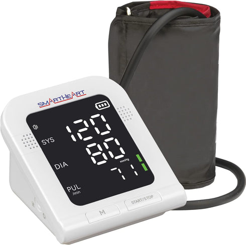 SmartHeart Blood Pressure Monitor, Wide-Range Upper Arm Cuff, Talking English Spanish Instructions, 199-Reading Memory