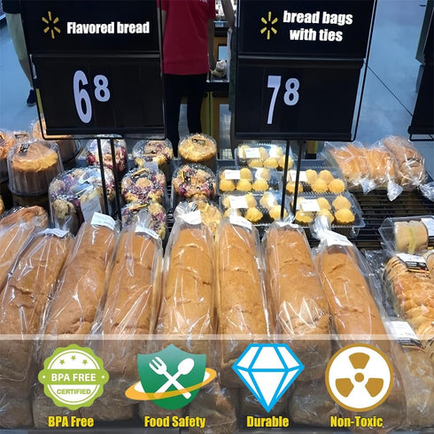 PEOKPIPLE 200 Pack Bakeries11"x4"x18" Reusable Bread Bags for Homemade Bread & Sandwich Bread Clear Plastic Storage