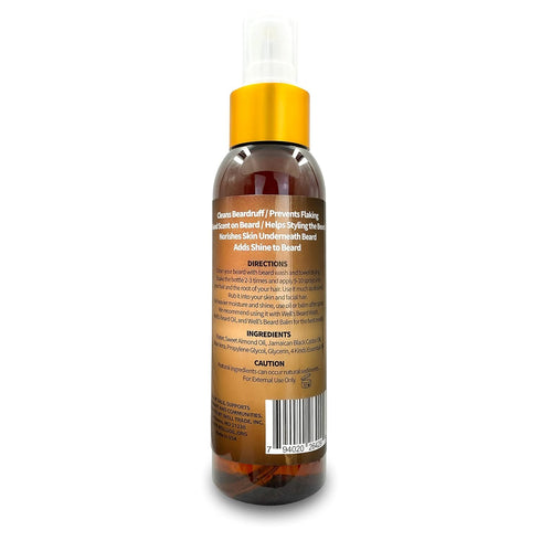 Well's MEGA GROWTH Beard Spray, 4 fl.oz Naturally Derived Moisturizing and Conditioning for Men’s Beard Care