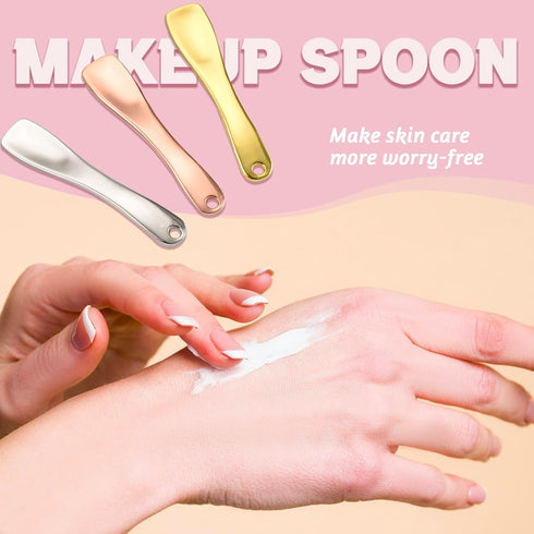 Metal Makeup Spatula Tool, Rose Gold, Silver, and Gold Colors for Skincare, Creams, and Masks