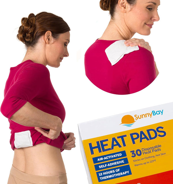 SunnyBay Adhesive Heat Patches for Neck, Knee, Back - 30 Count, Air-Activated Heat Pads, 5x3 inches