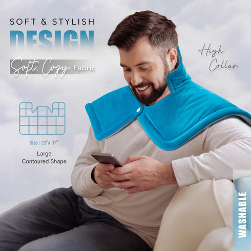 Neck and Shoulders Heating Pad, Weighted Pain Relief Pad, 6 Heat Settings, Auto-Off, Gifts for Men, Women, Dad, Mom