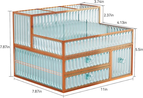 Makeup Organizer Cosmetic Organizer, Tempered Glass Vanity Organizer for Cosmetics, Hair Tools, Brushes, Perfume