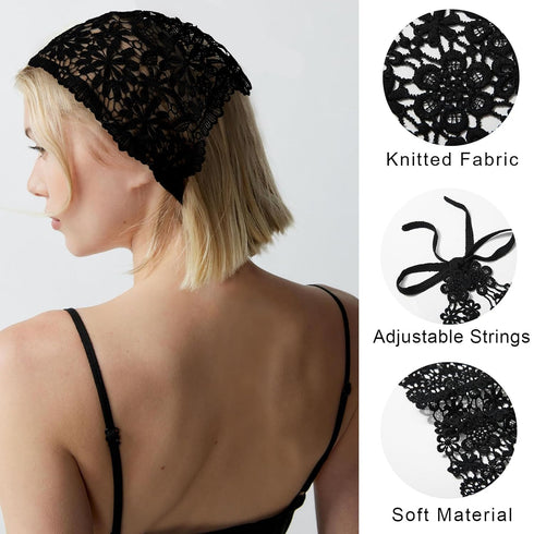 WELROG 3 PCS Hair Scarf, Chiffon Head Bandanas, Vintage Knitted Headband for Women, Headwrap for Girls