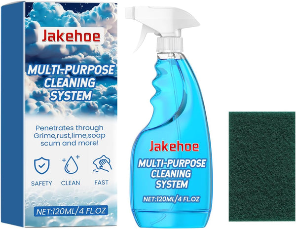 JAKEHOE Multi-Purpose Cleaning System with Spray Bottle and Scrub Pad, 4 fl oz,