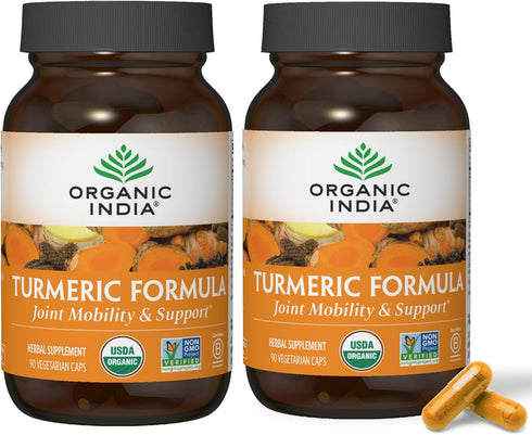 ORGANIC INDIA Turmeric Curcumin Herbal Supplement, Immune System Support, Organic Trikatu, 90 Capsules, 2 Pack