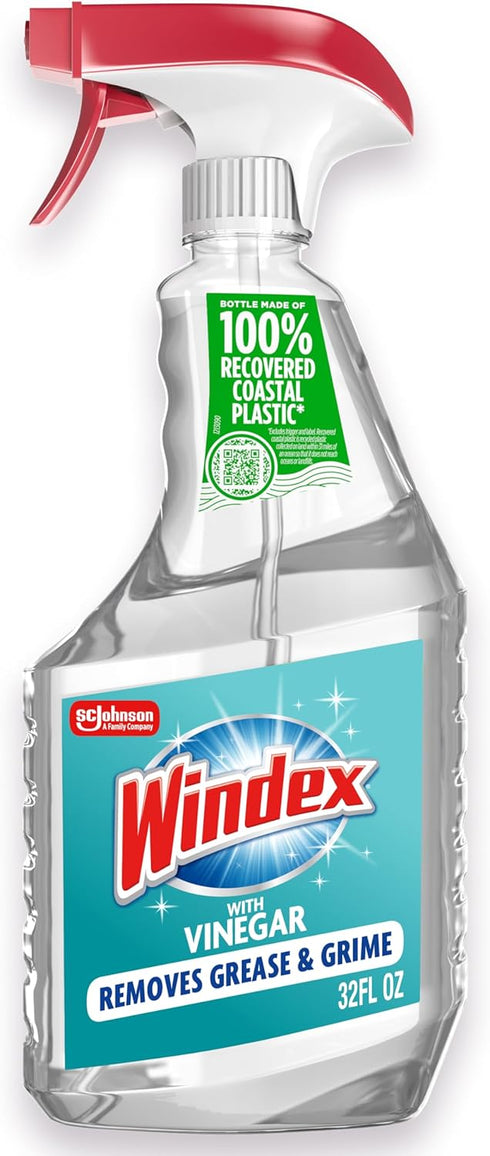 Windex Vinegar Glass and Surface Cleaner Spray Bottle, Packaging Designed to Prevent