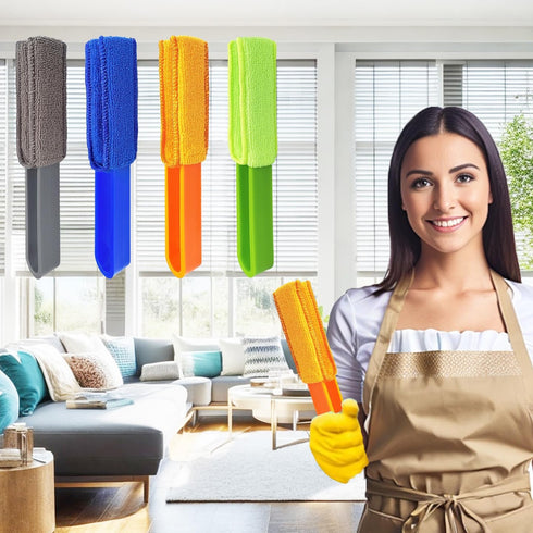 4 Pack Blinds Duster, Window Cleaner Brush with 4 Microfiber Sleeves for Blinds, Air Conditioner Vents & Fans