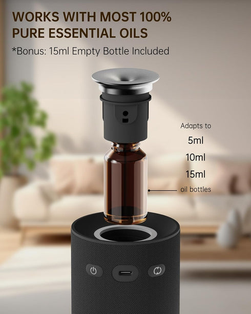 VINIPO Waterless Essential Oil Diffuser,Portable Car Aromatherapy Diffuser,Rechargeable Cordless Scent Device