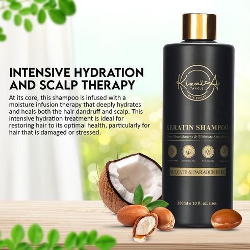 KizaiaCare Keratin Hair Treatment | Anti-dandruff Shampoo | Moisturizing | Volumizing | Smoothing | Curly Frizzy Hair Protection | Sulfate and Paraben Free | Suitable For All Hair Type