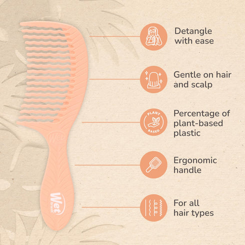 Wet Brush Go Green Coconut Oil Infused Treatment Comb - Wide Tooth Hair Detangler with WaveTooth Design