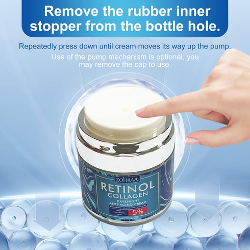 Retinol Cream for Face - Anti-Wrinkle Moisturizer with Collagen, Hyaluronic Acid, Vitamin C+E for Men Women