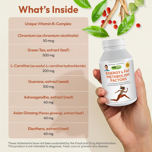 Andrew Lessman Energy & Fat Metabolism Factors 30 Capsules - Promotes Fat Burning Energy Metabolism
