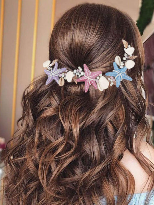 Unicra Seashell Bride Wedding Hair Vine - Starfish Bridal Headband, Pearl Beach Accessories for Women and Girls
