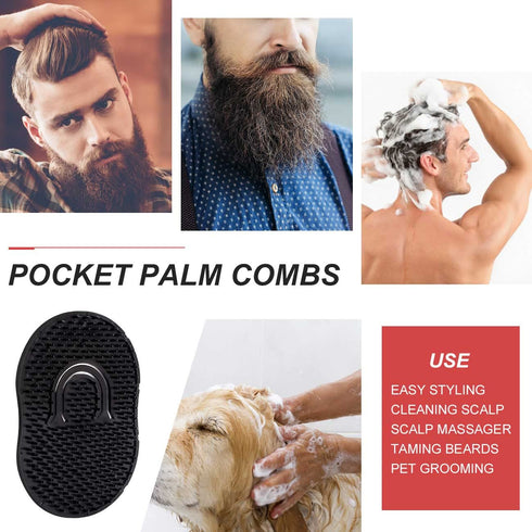 Pocket Hair Palm Combs - Portable Beard Brush, Plastic Palm Finger Hand Brush for Home Travel Use (6 Pack)