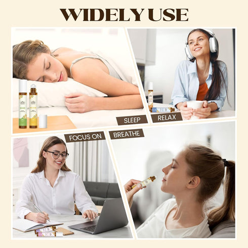 Set,Gifts Essential Oils Roll On for Mom & Wife (Calm, Relax, Breathe, Focus on, Sleep, Renew), Natural Aromatherapy