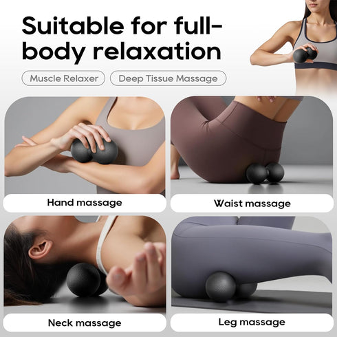 QLDT Hard Peanut Massage Ball - Dual Lacrosse Ball for Myofascial Release,Yoga & Deep Tissue Massage,Plantar Fasciitis