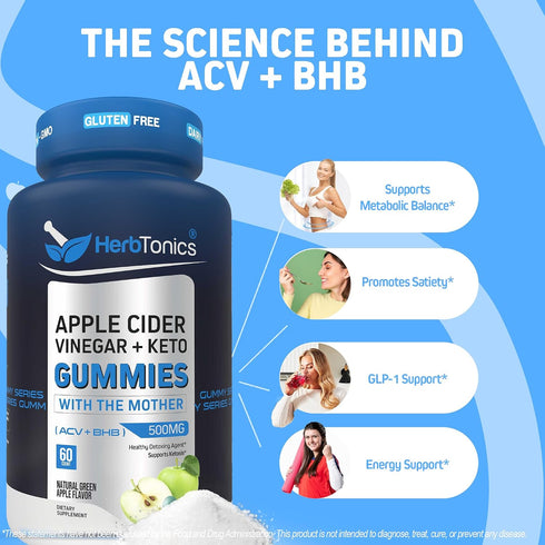 Gummies GLP-1 60 Gummies Herbtonics Keto Apple Cider Vinegar | Digestion & Detox | Support | Sugar Free BHB Advanced