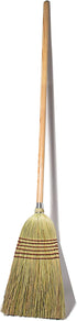Corn Broom with Wood Handle, Heavy Duty Indoor Outdoor Broom with 1 1/4 Inch Handle