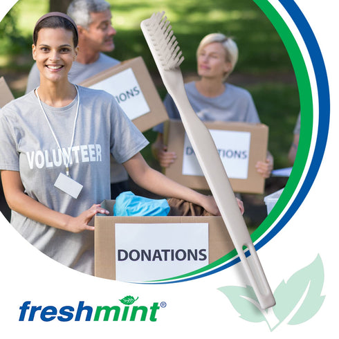 FRESHMINT Adult Toothbrush, 30 Tuft Soft Nylon Bristle, 144 Pack Individually Wrapped