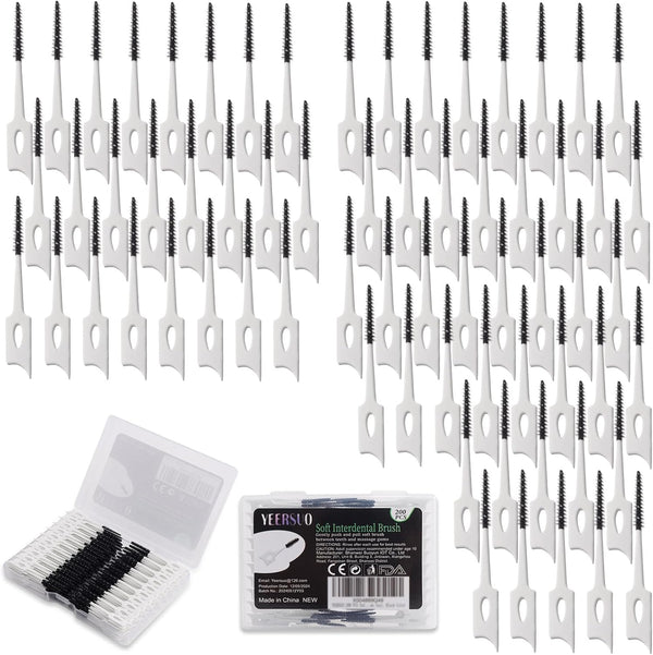 200 PCS Soft Dental Floss Picks with Case, Disposable Tooth Flossing Brush for Cleaning Teeth, Black Color