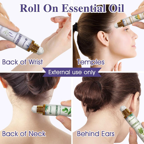 Set, Essential Oil Roll On Natural Aromatherapy Roll On, Relaxation Gift for Women and Men