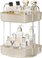 YCIA&DONE 360 Rotating Makeup Organizer - 2 Tiers Square Shaped Vanity Storage in Warm White