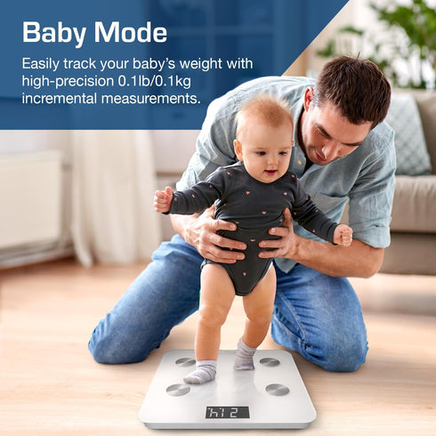 Active Era Digital Bathroom Bluetooth Scales - Weight and Body Fat Scale, Calculates BMI, White