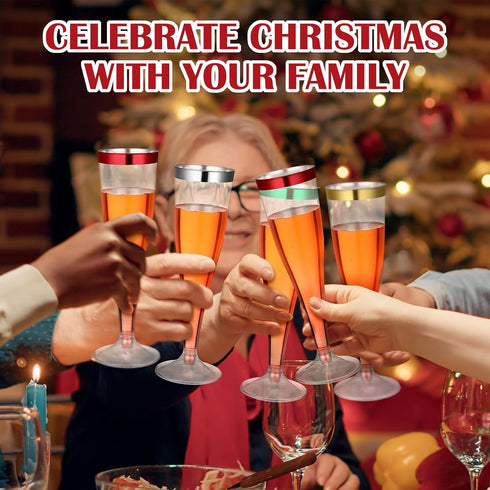 Jingmore 36 4.5 oz Summer Pcs Plastic Champagne Flutes Clear Toasting Glasses Cocktail Cup Wine Disposable Champagne