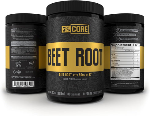 5% Nutrition Core Beet Root Powder, Nitric Oxide Pre Workout Additive, 6000mg Beet Root Extract, Vegan & Keto