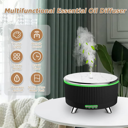 vinfucher 500ml,Diffusers 7 3 Essential Oil Diffuser for Large Room for Home with R/C,Aromatherapy Diffuser Waterless